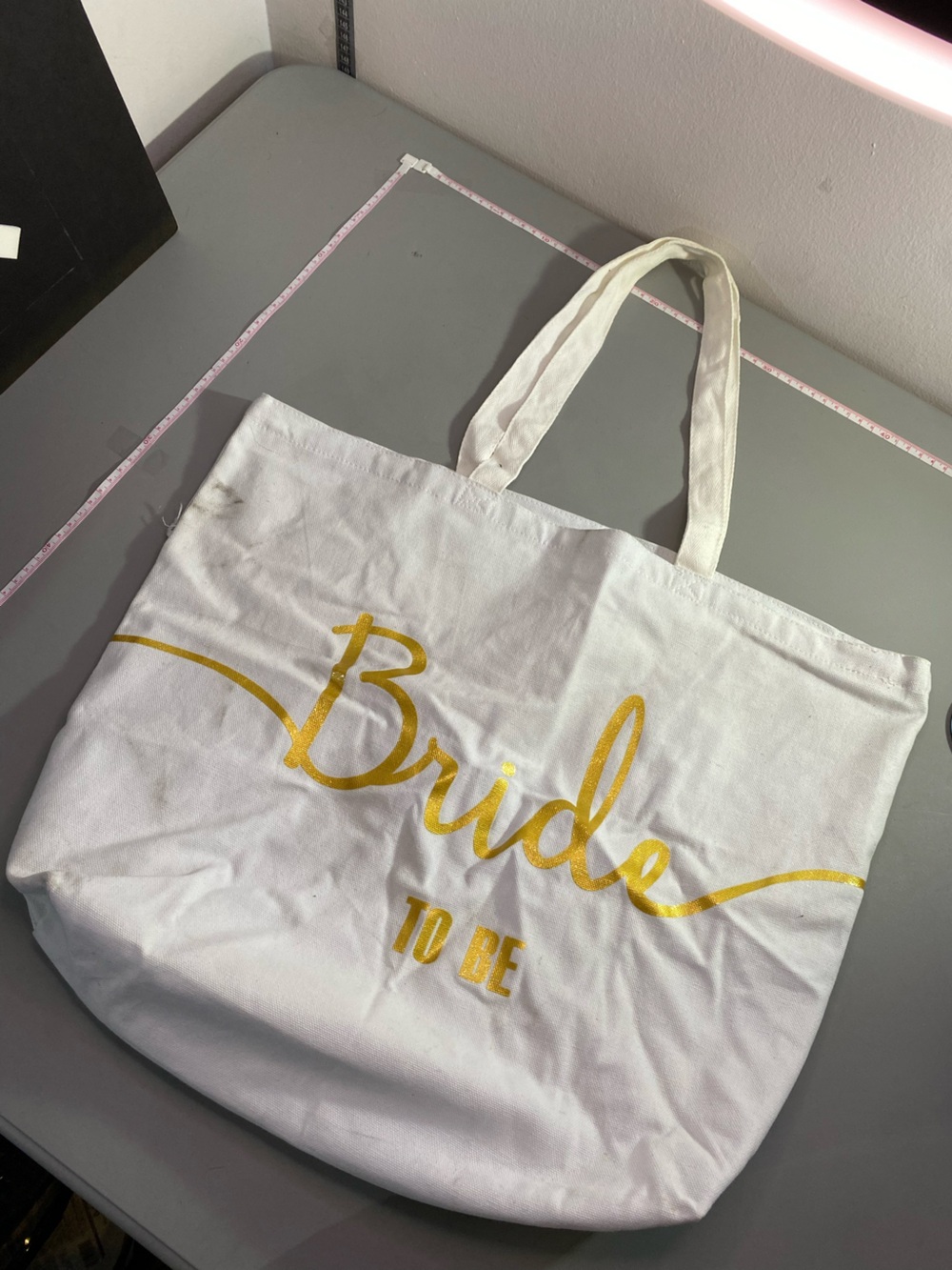 Bride TO BE Neutral Off-White Canvas Tote Bag - Picture 2 of 8
